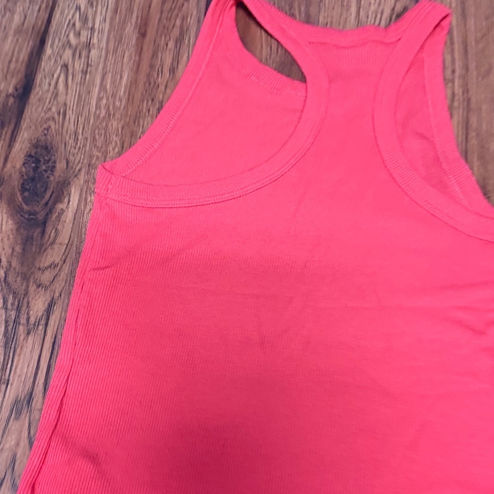 Girls' Old Navy Ribbed Racerback Tank Top - Coral Pink - Picture 3 of 3